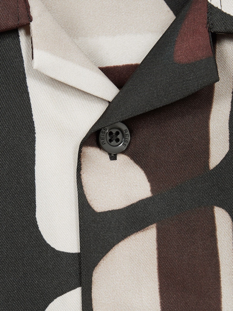Reiss Bordeaux Rico Junior Abstract Print Cuban Collar Shirt - Image 8 of 8