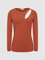 Reiss Orange Aubrey Cut-Out Long Sleeve Top - Image 2 of 7