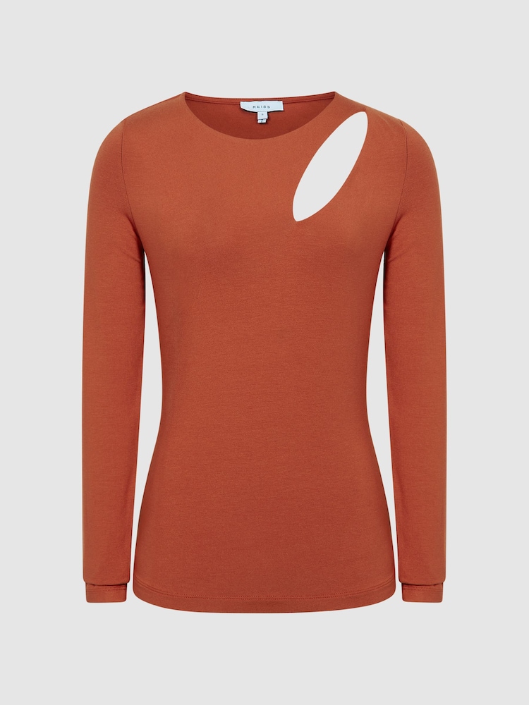 Reiss Orange Aubrey Cut-Out Long Sleeve Top - Image 2 of 7