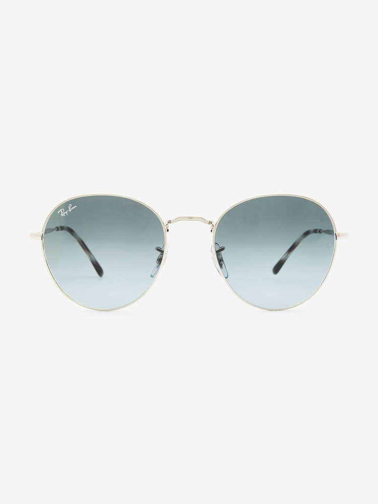 Gläser in Silberfarben und Blau mit Farbverlauf - Ray-Ban David Runde Sonnenbrille - Bild 1 von 14
