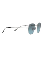Gläser in Silberfarben und Blau mit Farbverlauf - Ray-Ban David Runde Sonnenbrille - Bild 4 von 14