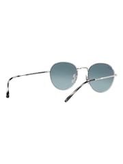Gläser in Silberfarben und Blau mit Farbverlauf - Ray-Ban David Runde Sonnenbrille - Bild 7 von 14