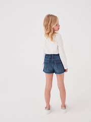 Mid Blue Denim Regular Length Frayed Edge Denim Shorts (3-16yrs) - Image 3 of 5