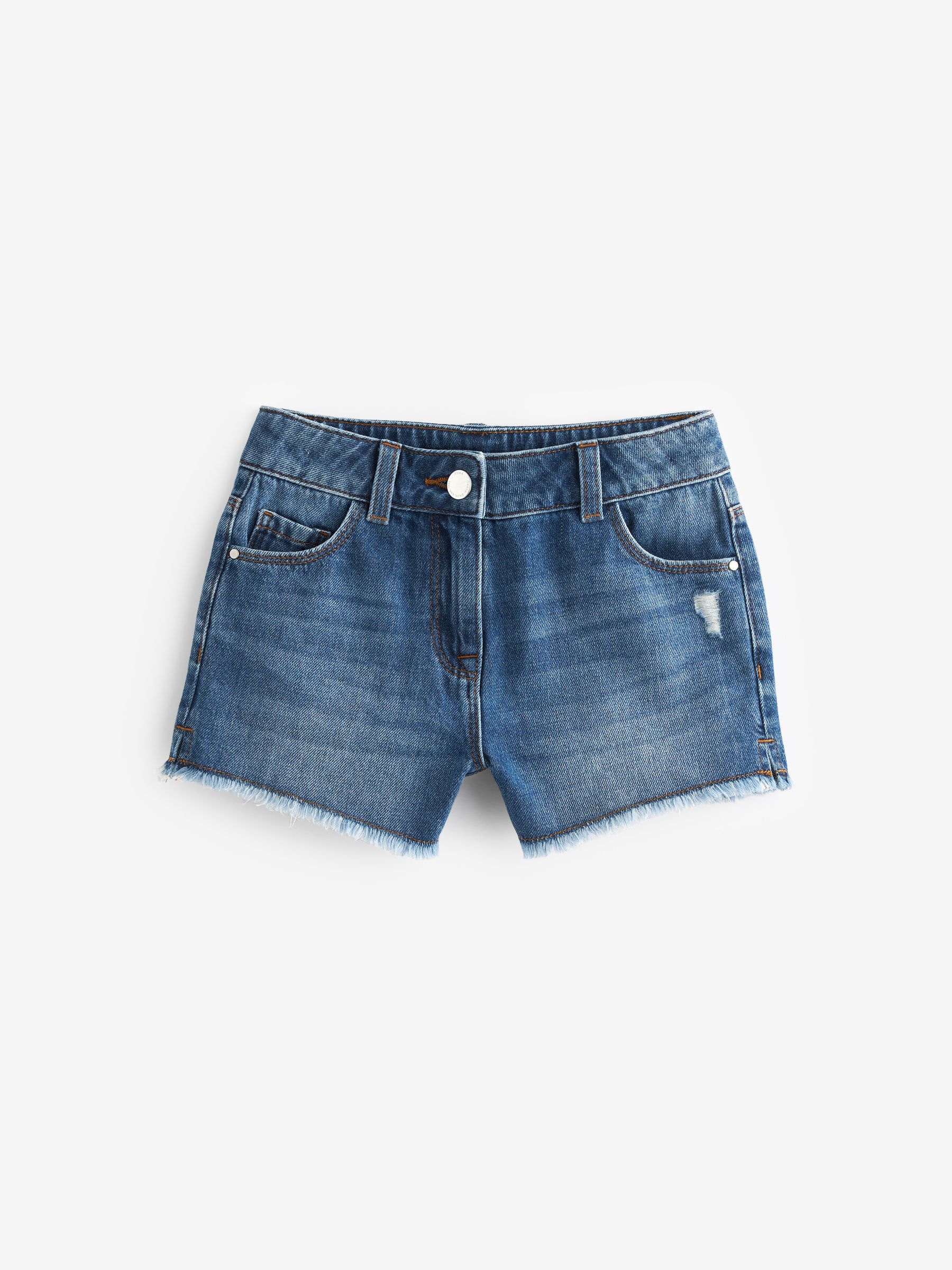 Blue Desire Juniors Star Embroidered Raw-Edge Denim Shorts