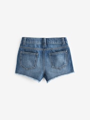 Mid Blue Denim Regular Length Frayed Edge Denim Shorts (3-16yrs) - Image 5 of 5
