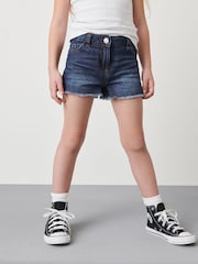 Dark Blue Regular Length Frayed Edge Denim Shorts (3-16yrs) - Image 2 of 5
