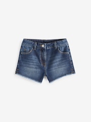 Dark Blue Regular Length Frayed Edge Denim Shorts (3-16yrs) - Image 4 of 5