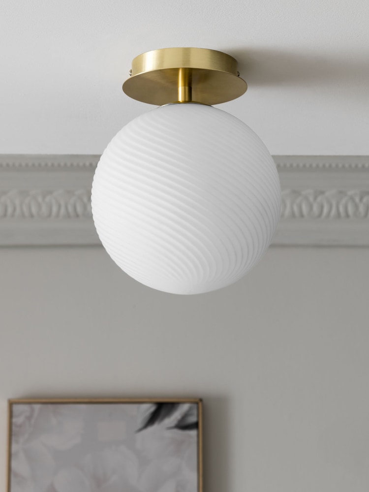 Brass Bromma Flush Ceiling Light Also Suitable For Bathrooms - Image 2 of 4