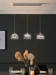 Clear Helix 3 Light Linear Ceiling Light Pendant - Image 1 of 6