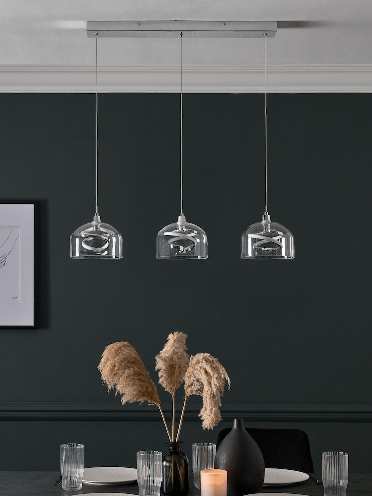 Clear Helix 3 Light Linear Ceiling Light Pendant - Image 2 of 6
