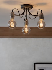 Black Madison 3 Light Flush Fitting Ceiling Light - Image 1 of 6
