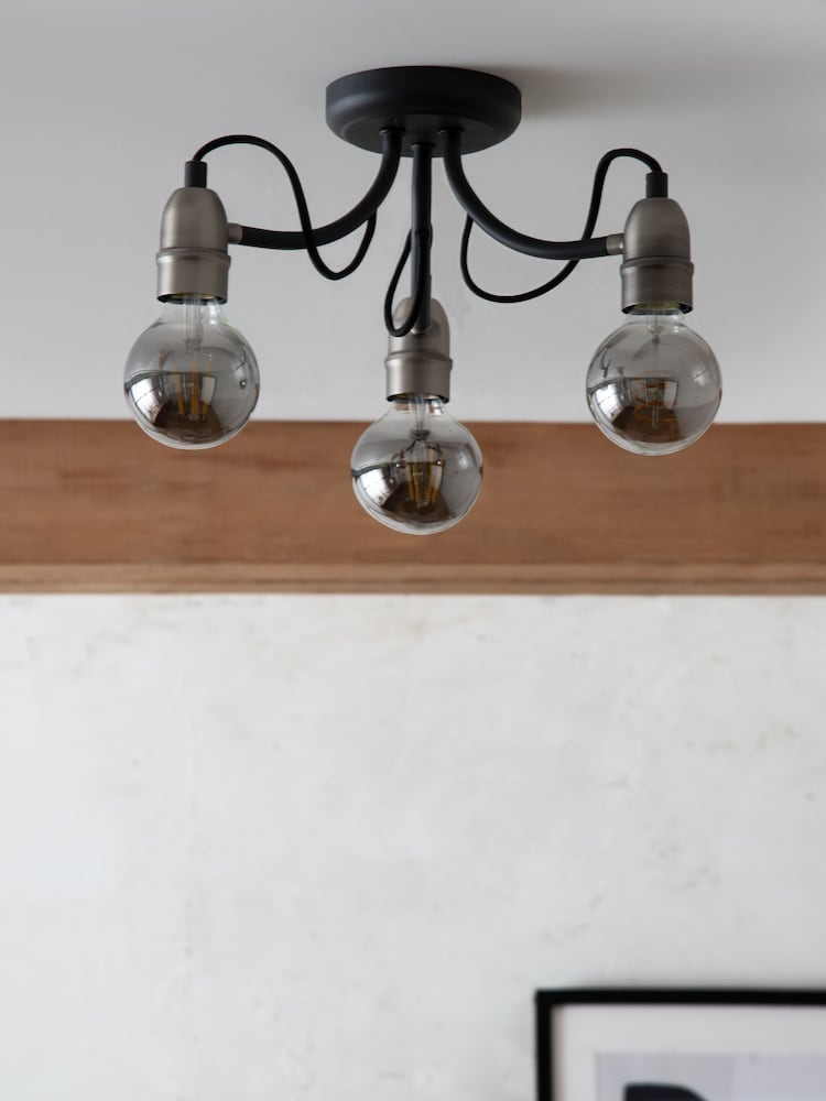 Black Madison 3 Light Flush Fitting Ceiling Light - Image 2 of 6