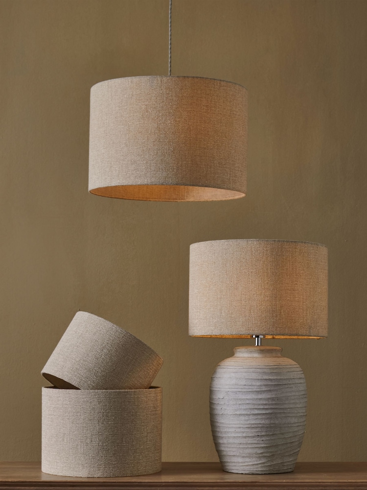 Neutral Tweedy Plain Easy Fit Shade Ceiling Light - Image 2 of 9 Neutral Tweedy Plain Easy Fit Shade Ceiling Light - Image 2 of 9