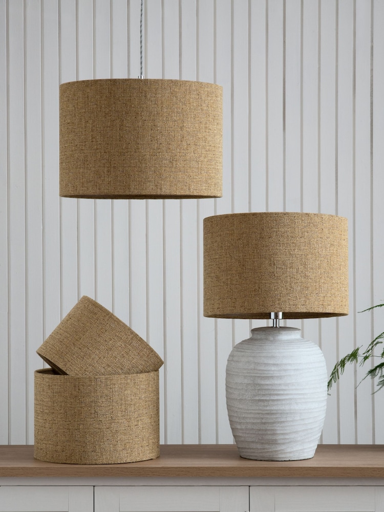 Ochre Yellow Tweedy Plain Easy Fit Shade Ceiling Light - Image 2 of 8 Ochre Yellow Tweedy Plain Easy Fit Shade Ceiling Light - Image 2 of 8
