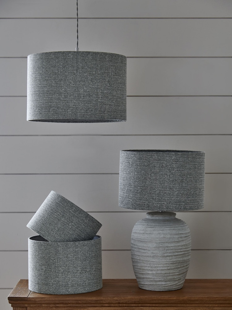 Light Grey Tweedy Plain Easy Fit Shade Ceiling Light - Image 2 of 6 Light Grey Tweedy Plain Easy Fit Shade Ceiling Light - Image 2 of 6
