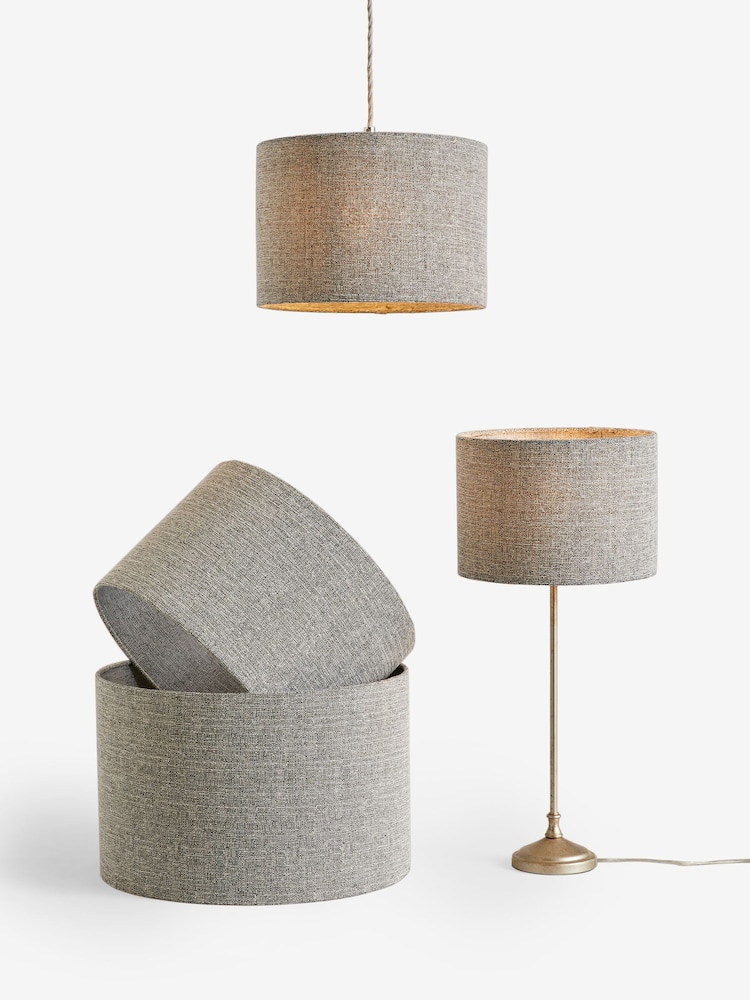 Light Grey Tweedy Plain Easy Fit Shade Ceiling Light - Image 6 of 6 Light Grey Tweedy Plain Easy Fit Shade Ceiling Light - Image 6 of 6