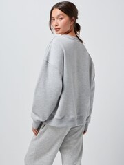Grey Bouclé Detail Long Sleeve Graphic Slogan Sweatshirt - Image 3 of 4