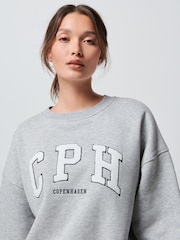 Grey Bouclé Detail Long Sleeve Graphic Slogan Sweatshirt - Image 4 of 4