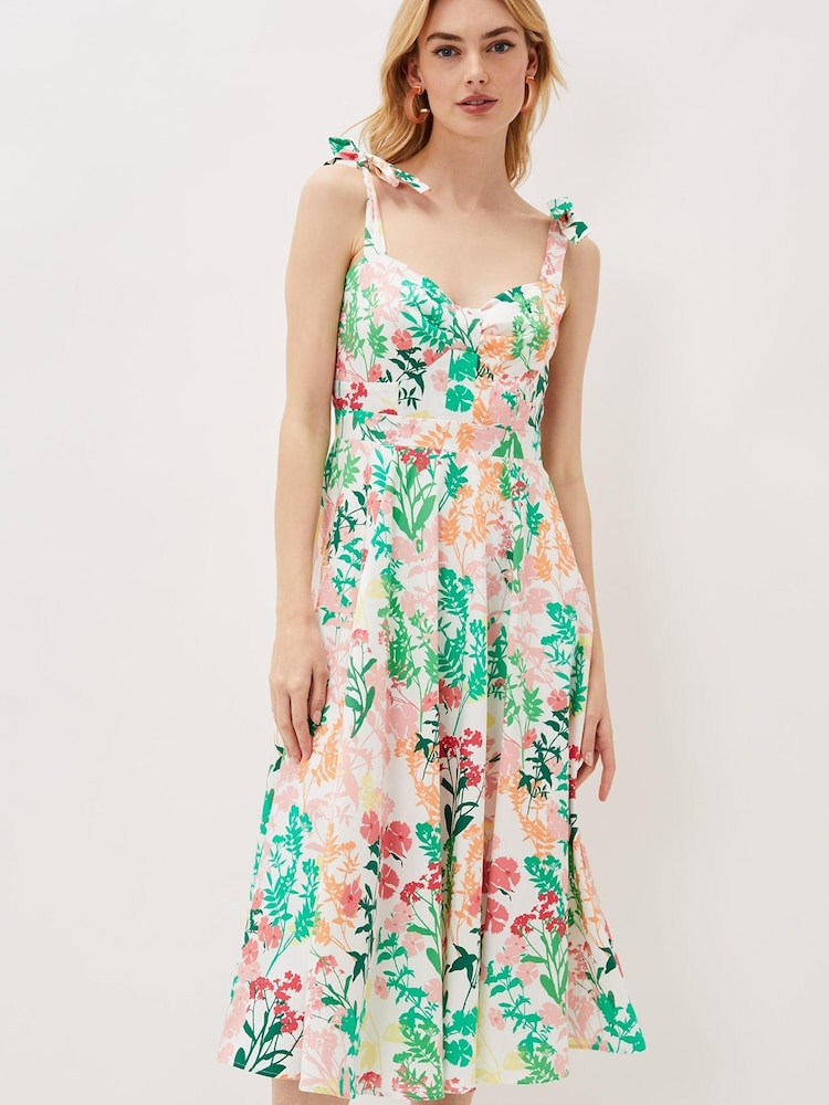 Phase Eight Joyce Cream Printed Fit And Flare Dress - Image 1 of 6