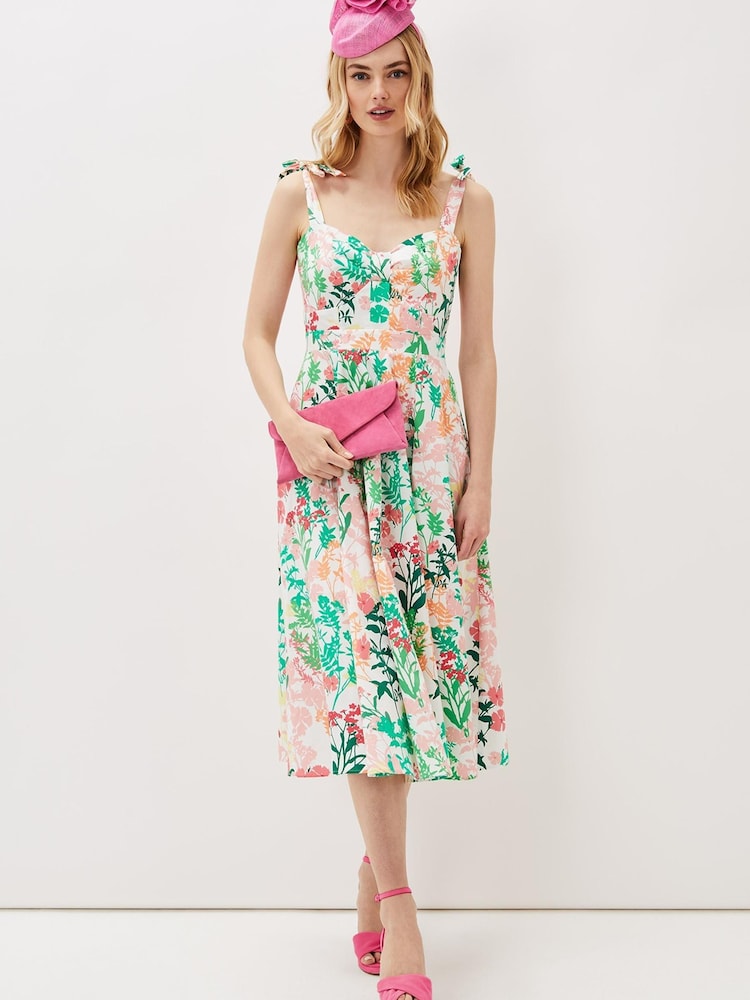 Phase Eight Joyce Cream Printed Fit And Flare Dress - Image 2 of 6