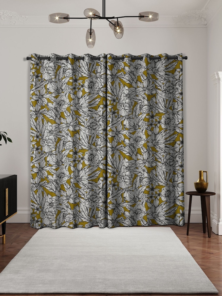 Ted Baker Gold Velvet Vietnm Made to Measure Curtains - Image 2 of 9