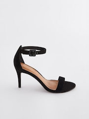 Black Premium Leather Mid Heel Sandals - Image 3 of 7