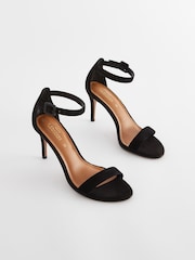 Black Premium Leather Mid Heel Sandals - Image 5 of 7