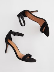 Black Premium Leather Mid Heel Sandals - Image 6 of 7