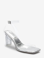 Silver Forever Comfort® Vinyl Block Heel Sandals - Image 5 of 8