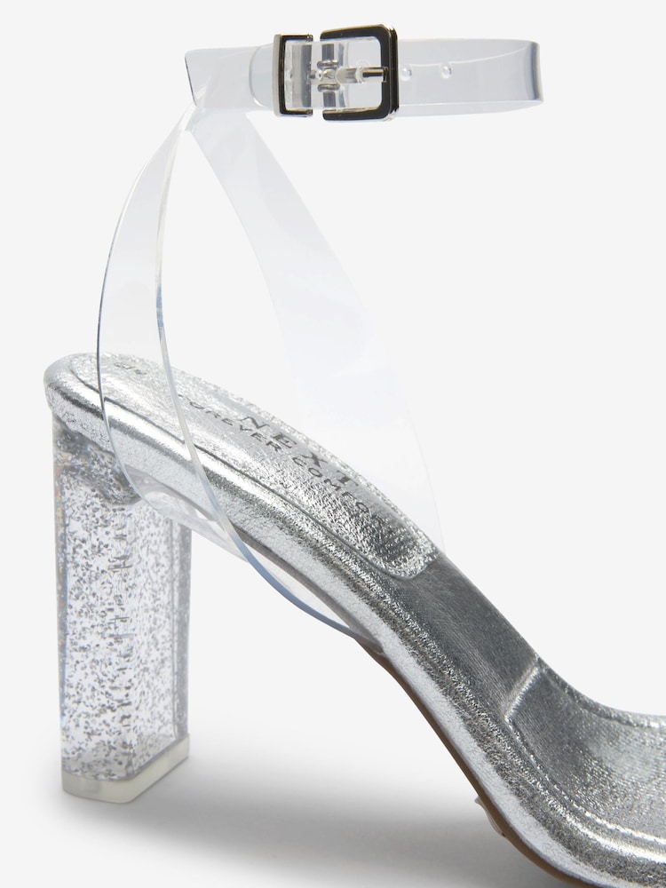 Silver Forever Comfort® Vinyl Block Heel Sandals - Image 8 of 8