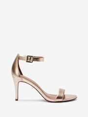 Gold Signature Leather Mid Heel Sandals - Image 2 of 5
