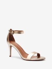 Gold Signature Leather Mid Heel Sandals - Image 3 of 5