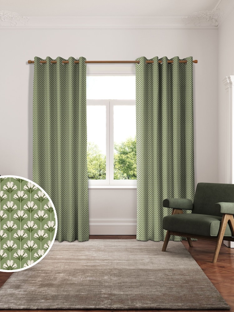 Ted Baker Green Palm Geo Made to Measure Curtains - Image 1 of 9 Ted Baker Green Palm Geo Made to Measure Curtains - Image 1 of 9