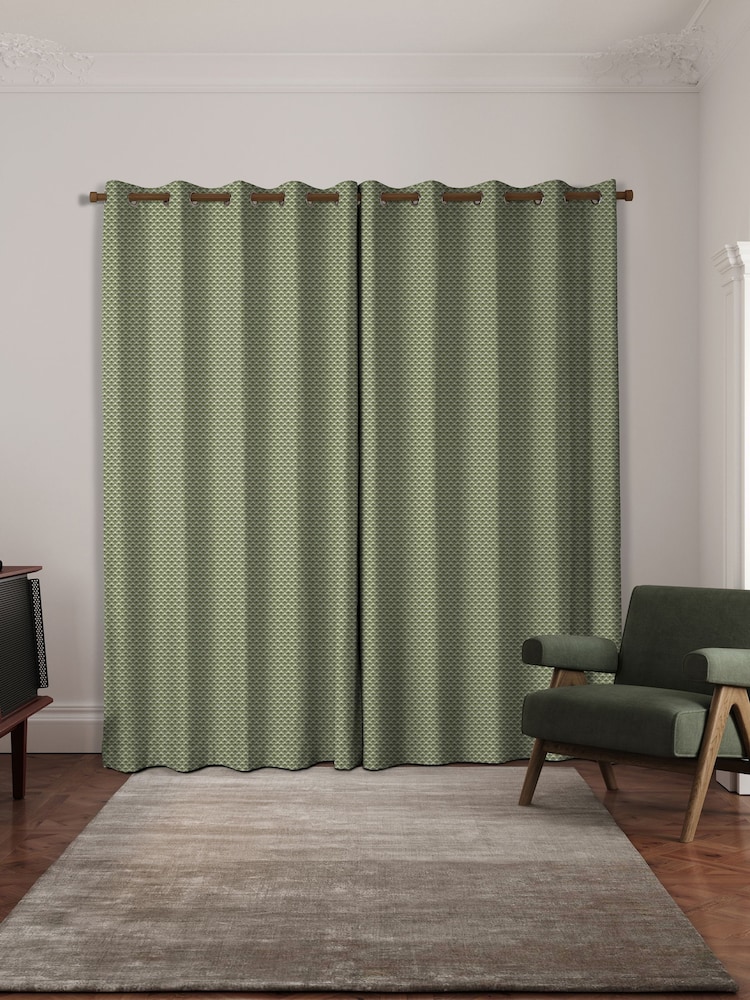 Ted Baker Green Palm Geo Made to Measure Curtains - Image 2 of 9 Ted Baker Green Palm Geo Made to Measure Curtains - Image 2 of 9