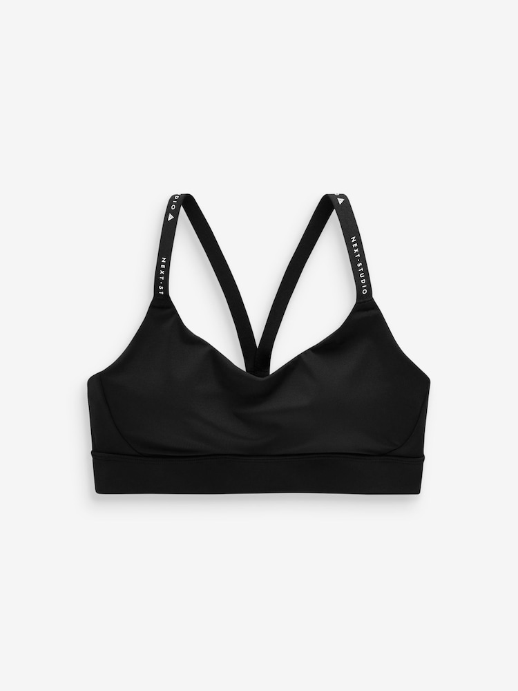 Czarny - Medium Impact Run Dry Tech Crop Sports Bra - Image 11 of 12