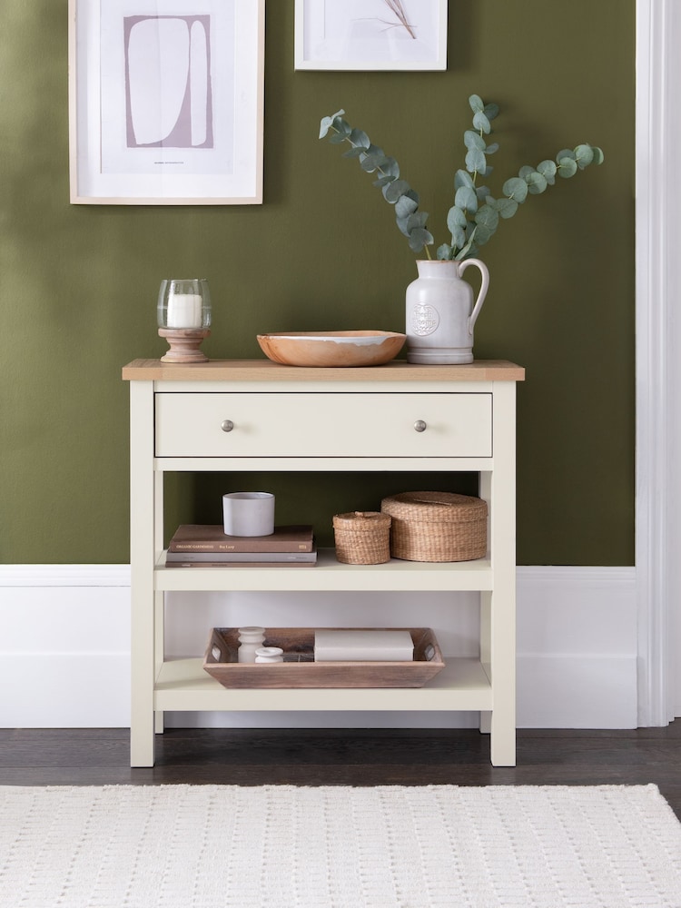 Cream Malvern Oak Effect Space Saving Console - Image 1 of 8