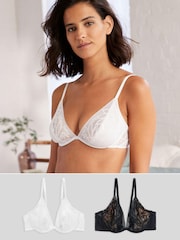 Schwarz/Weiß - BHs mit Spitzendetails für ultimativen Komfort, 2er-Pack - Bild 1 von 13
