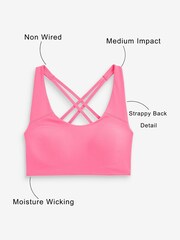 Pink Strappy Back Medium Impact Sports Bra - Image 4 of 6