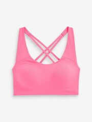 Pink Strappy Back Medium Impact Sports Bra - Image 5 of 6