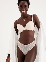 Cream Push Up Pad Plunge Lace Bra - Image 1 of 4