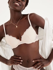 Cream Push Up Pad Plunge Lace Bra - Image 3 of 4