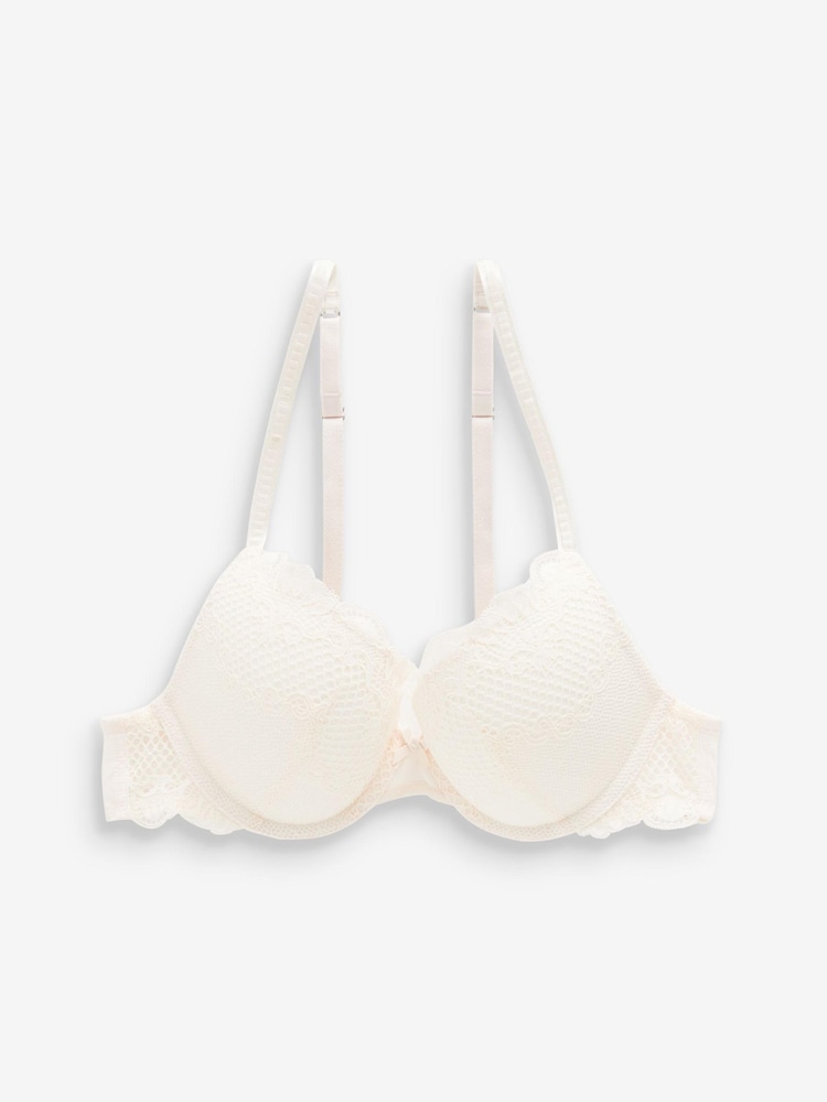 Cream Push Up Pad Plunge Lace Bra - Image 4 of 4