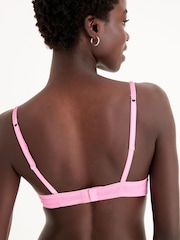 Bright Pink Push Up Pad Plunge Lace Bra - Image 4 of 5