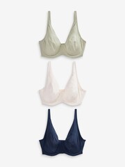 Grün/Marineblau/Creme - Glättende T-Shirt-BHs aus Mirkofaser im 3er-Pack, DD+ - Bild 1 von 5