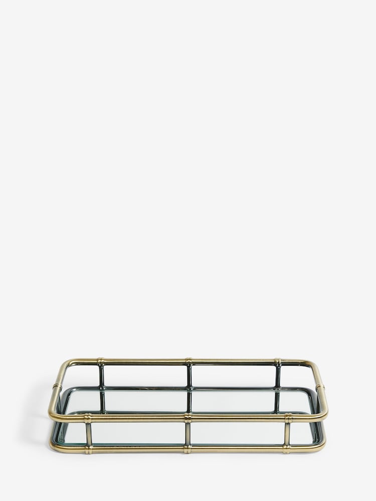 Rockett St George Brass Bamboo Viscose Mirror Tray - Image 2 of 4
