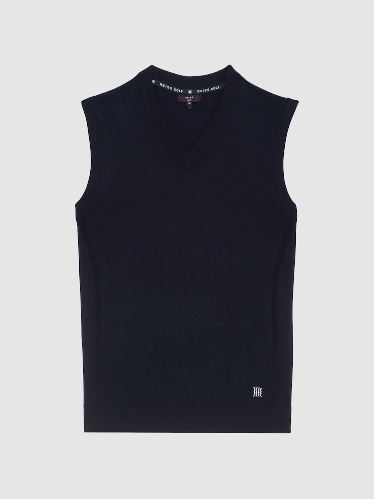 Reiss Navy Eagle Merino Wool-Blend Vest - Image 2 of 6