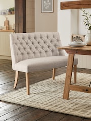 Chunky Weave Mid Natural Wolton Collection Luxe High Back Button Dining Bench - Image 1 of 8