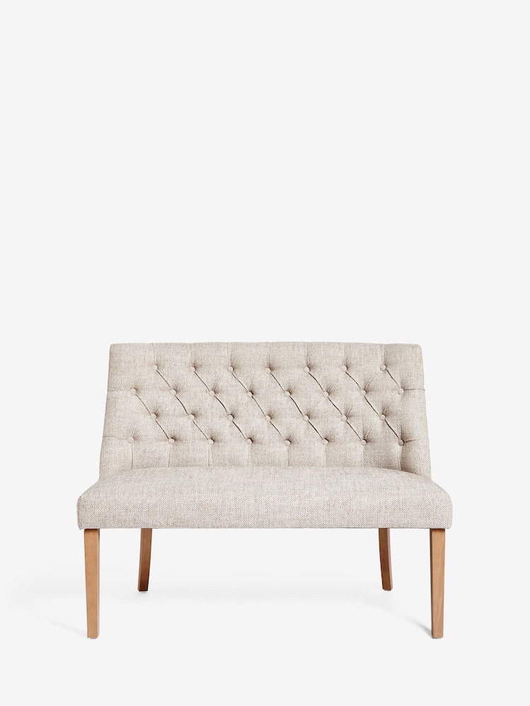 Chunky Weave Mid Natural Wolton Collection Luxe High Back Button Dining Bench - Image 2 of 8