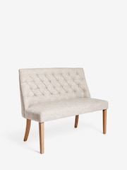 Chunky Weave Mid Natural Wolton Collection Luxe High Back Button Dining Bench - Image 4 of 8
