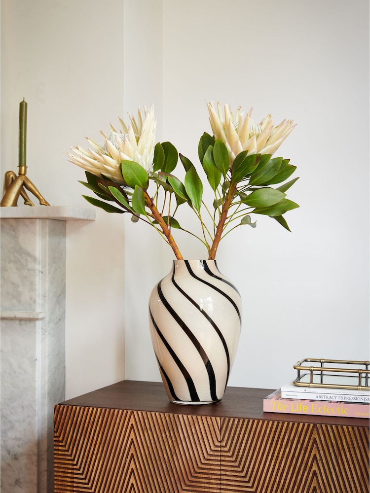 Rockett St George White/Black Swirl Vase - Image 1 of 3